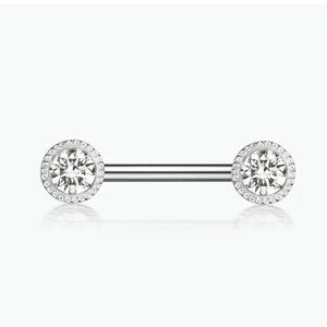 Maria Tash Scallop Set Diamond Nipple Barbell in White Gold